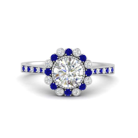 Bezel Halo Round Engagement Ring