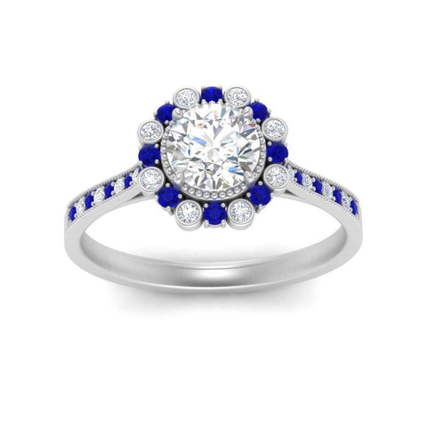 Bezel Halo Round Engagement Ring