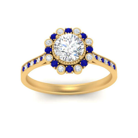 Bezel Halo Round Engagement Ring