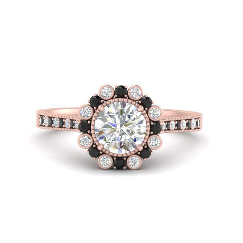 Bezel Halo Round Engagement Ring