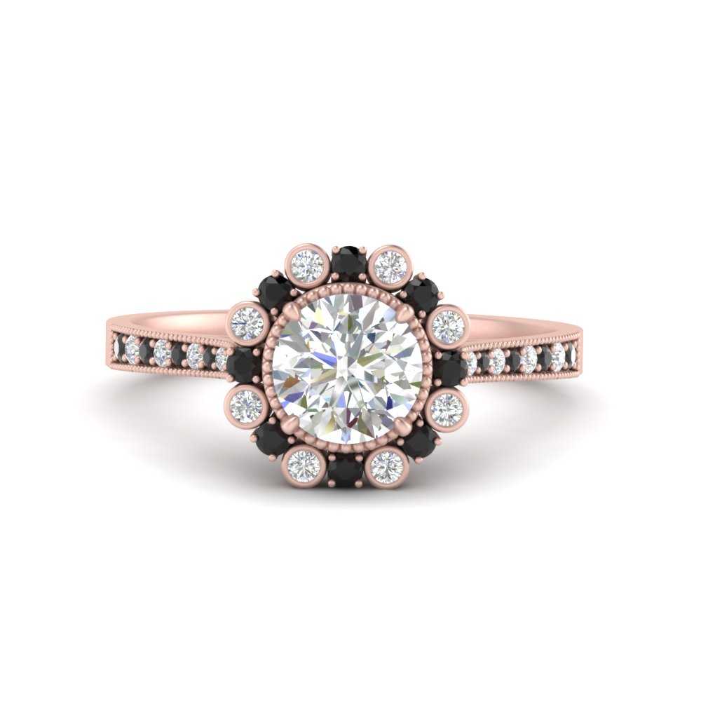 Bezel Halo Round Diamond Engagement Ring