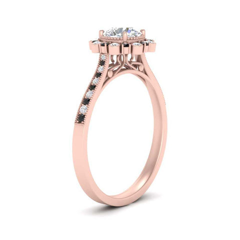 Bezel Halo Round Engagement Ring