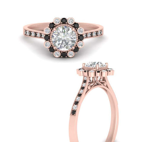 Bezel Halo Round Engagement Ring
