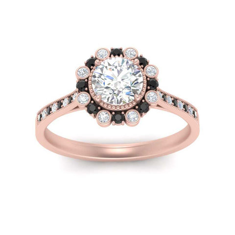 Bezel Halo Round Engagement Ring