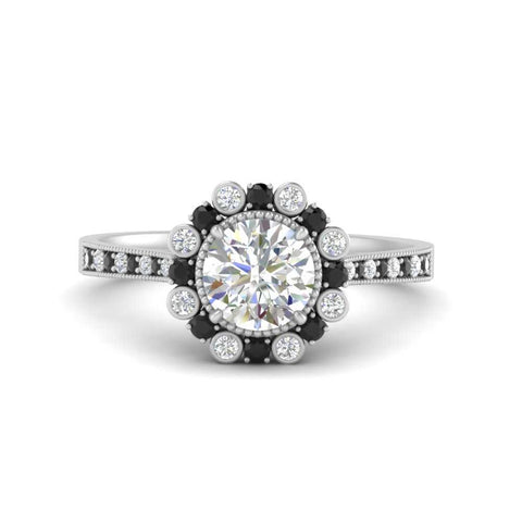 Bezel Halo Round Engagement Ring