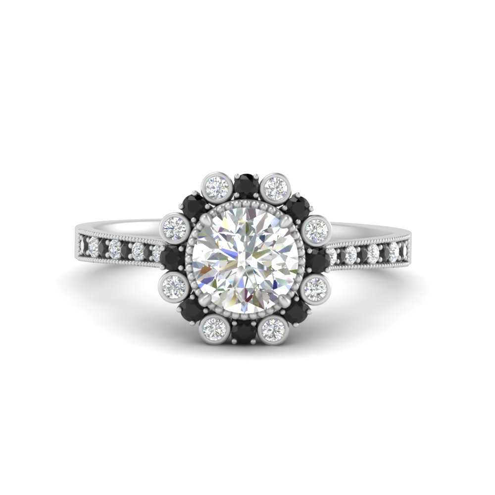 Bezel Halo Round Diamond Engagement Ring
