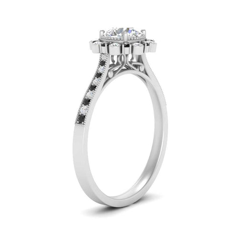 Bezel Halo Round Diamond Engagement Ring