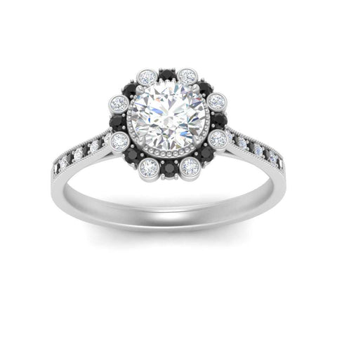 Bezel Halo Round Engagement Ring