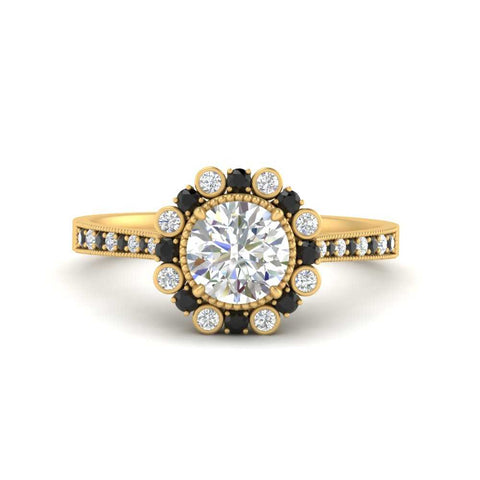 Bezel Halo Round Engagement Ring