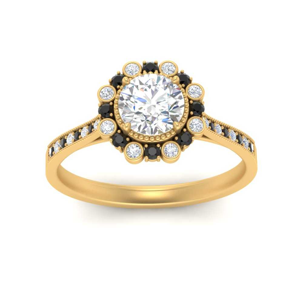 Bezel Halo Round Diamond Engagement Ring