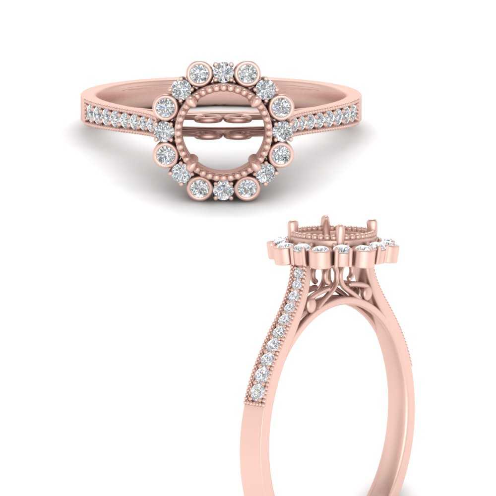 Bezel Halo Semi Mount Engagement Ring