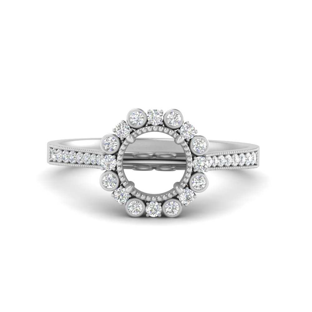 Bezel Halo Semi Mount Engagement Ring