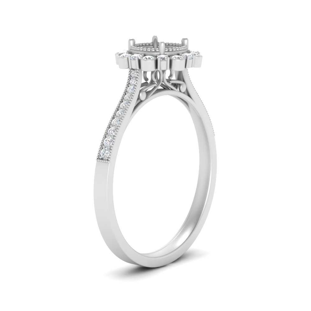 Bezel Halo Semi Mount Engagement Ring