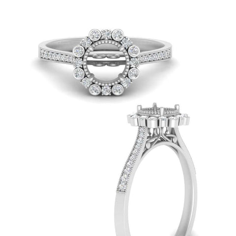 Bezel Halo Semi Mount Engagement Ring