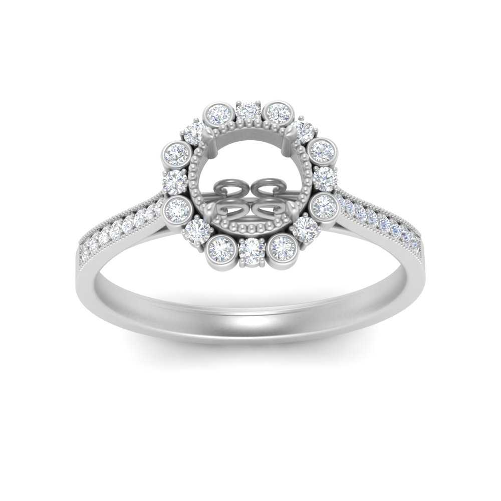 Bezel Halo Semi Mount Engagement Ring