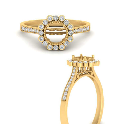 Bezel Halo Semi Mount Engagement Ring