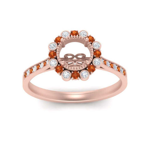 Bezel Halo Semi Mount Engagement Ring