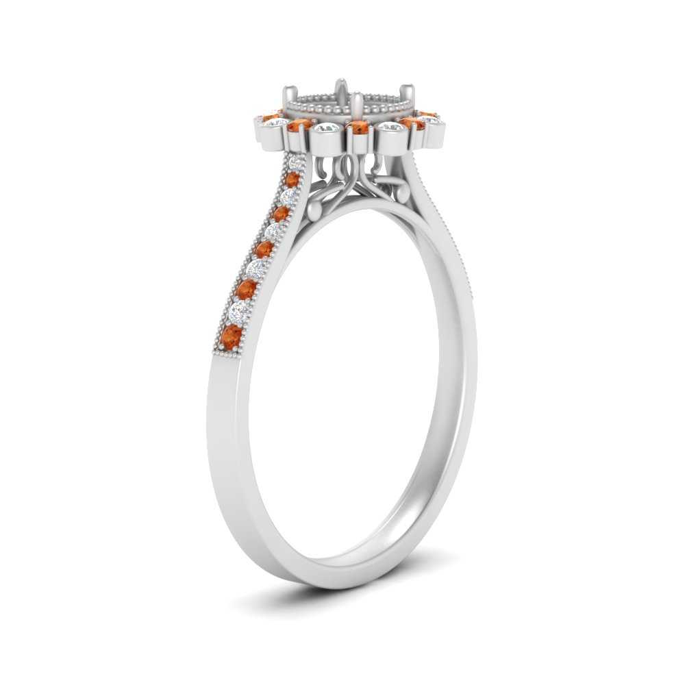 Bezel Halo Semi Mount Engagement Ring
