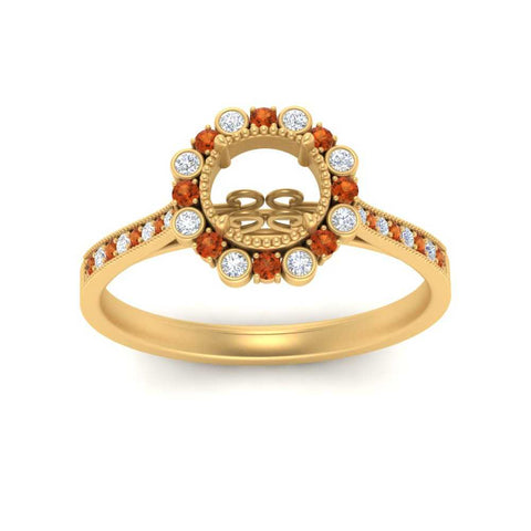 Bezel Halo Semi Mount Engagement Ring