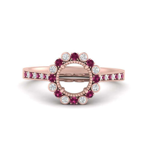 Bezel Halo Semi Mount Engagement Ring