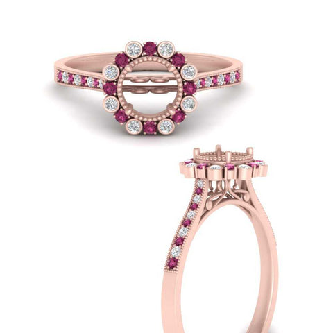Bezel Halo Semi Mount Engagement Ring