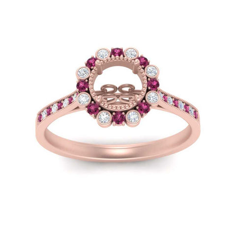 Bezel Halo Semi Mount Engagement Ring