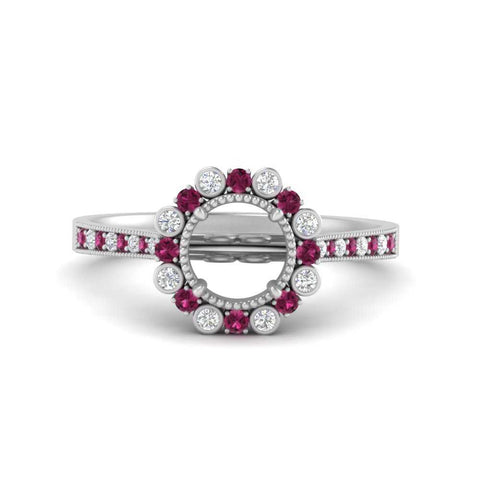Bezel Halo Semi Mount Engagement Ring
