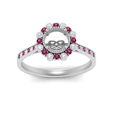 Bezel Halo Semi Mount Engagement Ring