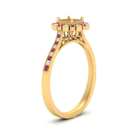 Bezel Halo Semi Mount Engagement Ring