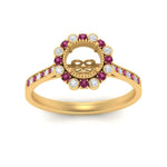 Load image into Gallery viewer, Bezel Halo Semi Mount Engagement Ring
