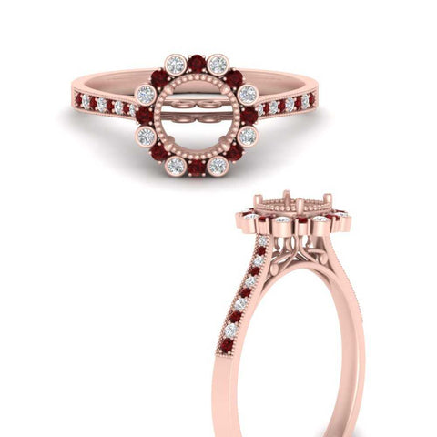 Bezel Halo Semi Mount Engagement Ring