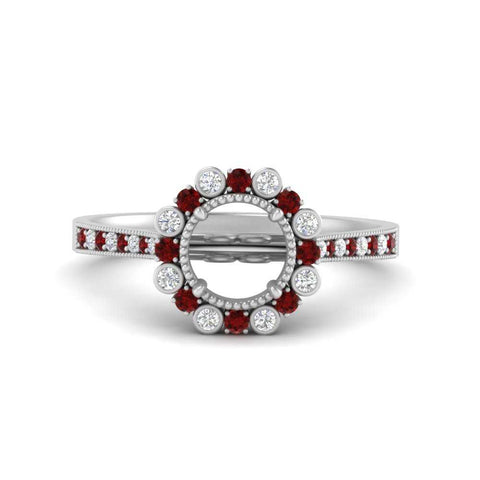 Bezel Halo Semi Mount Engagement Ring
