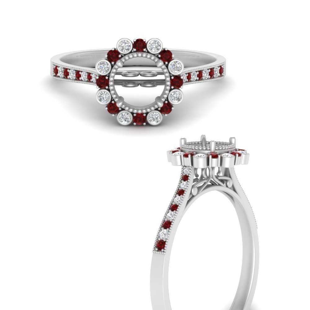 Bezel Halo Semi Mount Engagement Ring