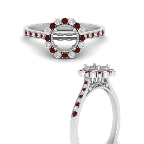 Bezel Halo Semi Mount Engagement Ring
