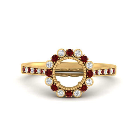 Bezel Halo Semi Mount Engagement Ring