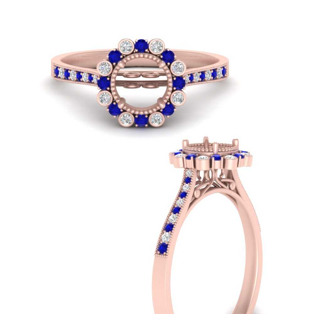 Bezel Halo Semi Mount Engagement Ring