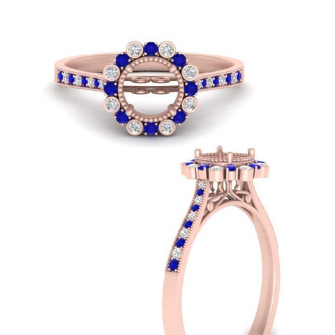 Bezel Halo Semi Mount Engagement Ring