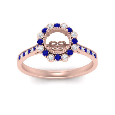 Bezel Halo Semi Mount Engagement Ring