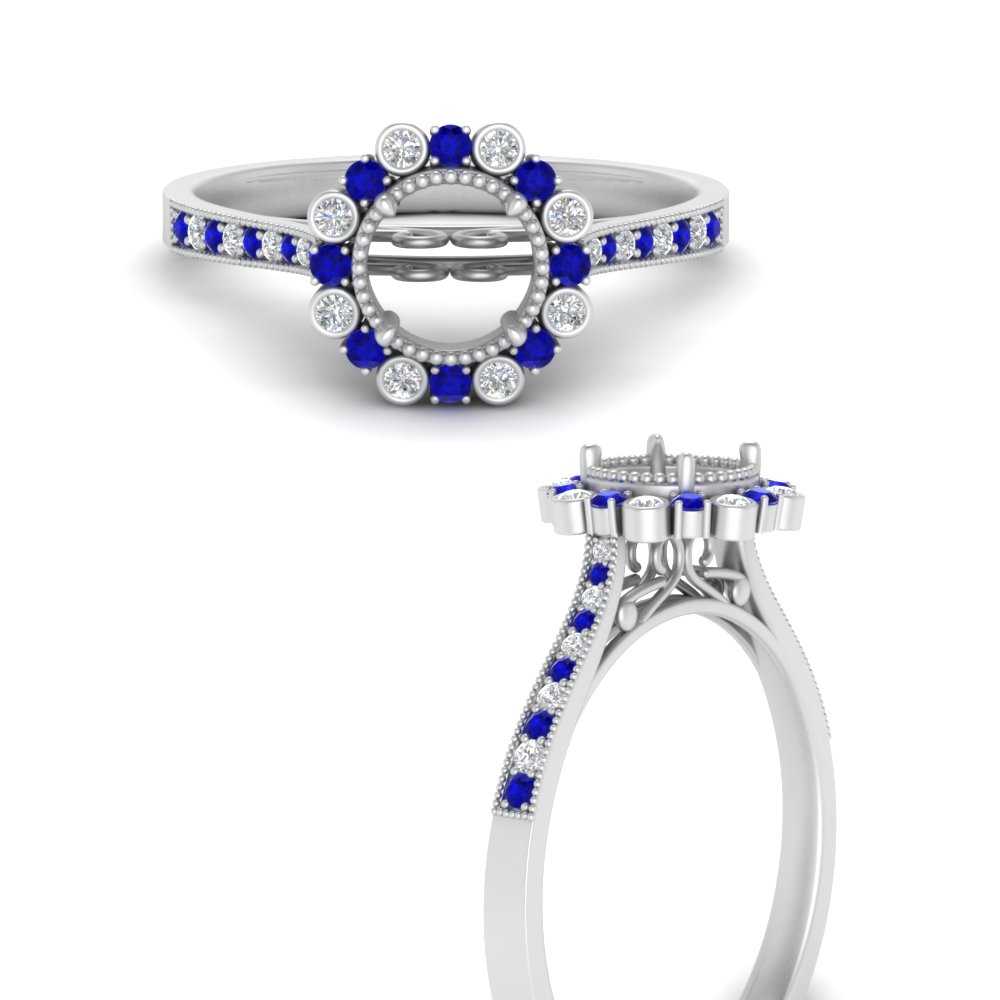 Bezel Halo Semi Mount Engagement Ring