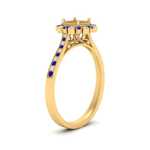 Bezel Halo Semi Mount Engagement Ring