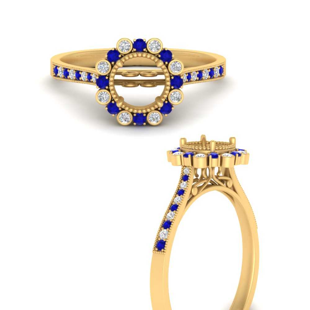 Bezel Halo Semi Mount Engagement Ring