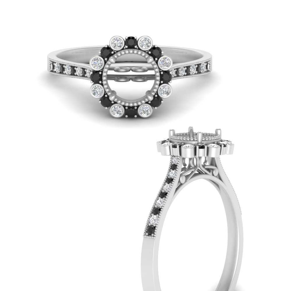 Bezel Halo Semi Mount Engagement Ring