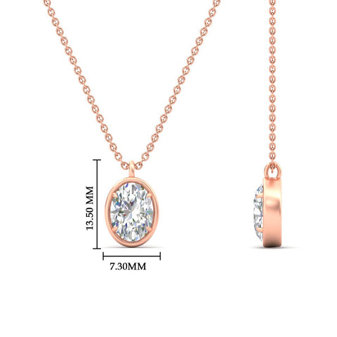 Bezel Oval Cut Solitaire Diamond Pendant Necklace
