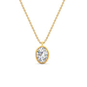 Bezel Oval Cut Solitaire Diamond Pendant Necklace