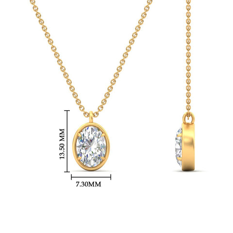 Bezel Oval Cut Solitaire Diamond Pendant Necklace