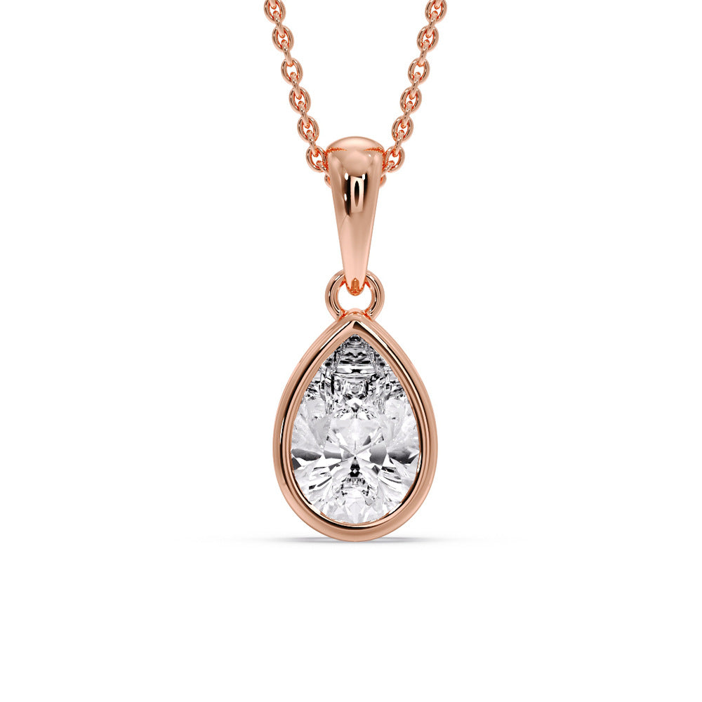 Bezel Pear Water Drop Solitaire Pendant