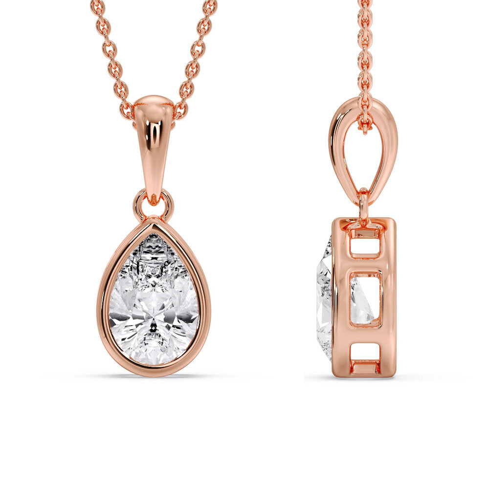 Bezel Pear Water Drop Solitaire Pendant