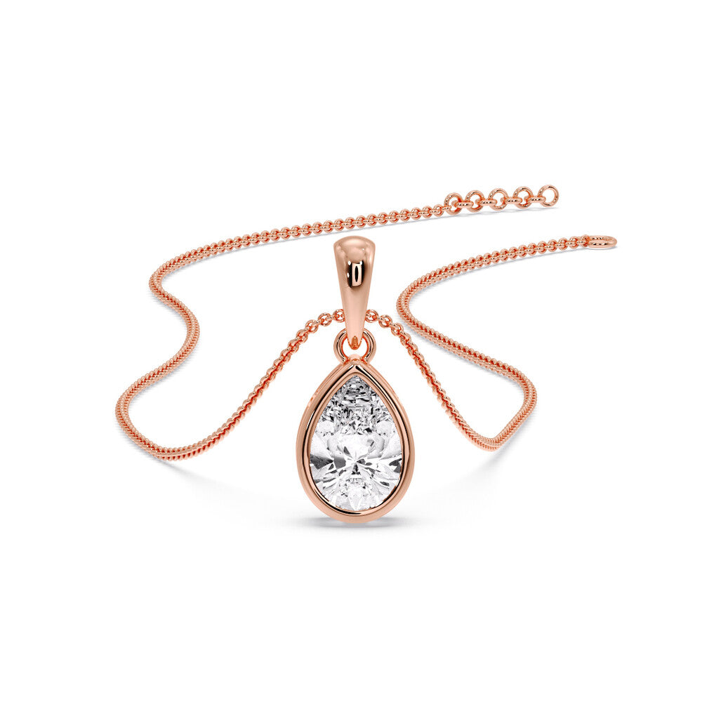 Bezel Pear Water Drop Solitaire Pendant