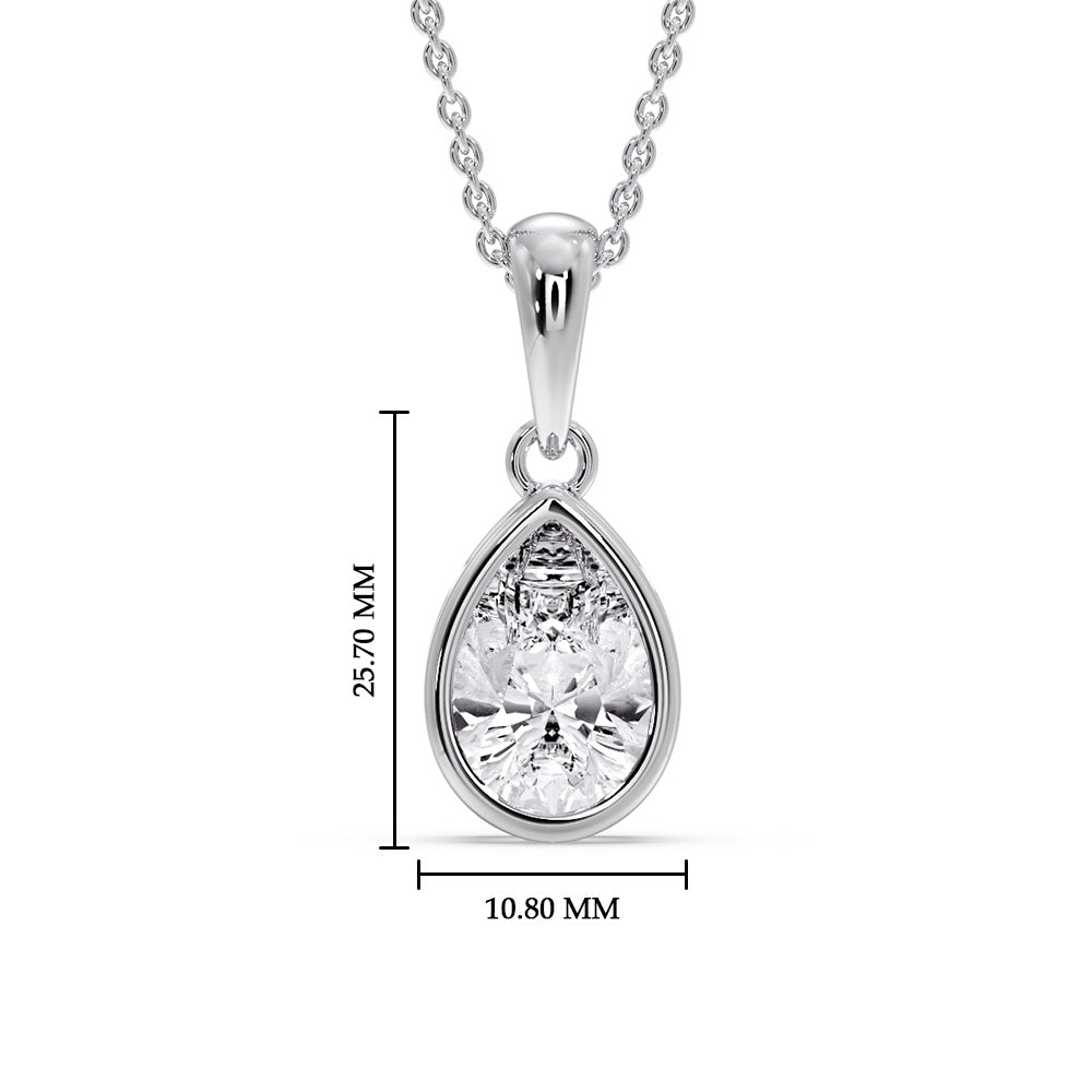 Bezel Pear Water Drop Solitaire Pendant