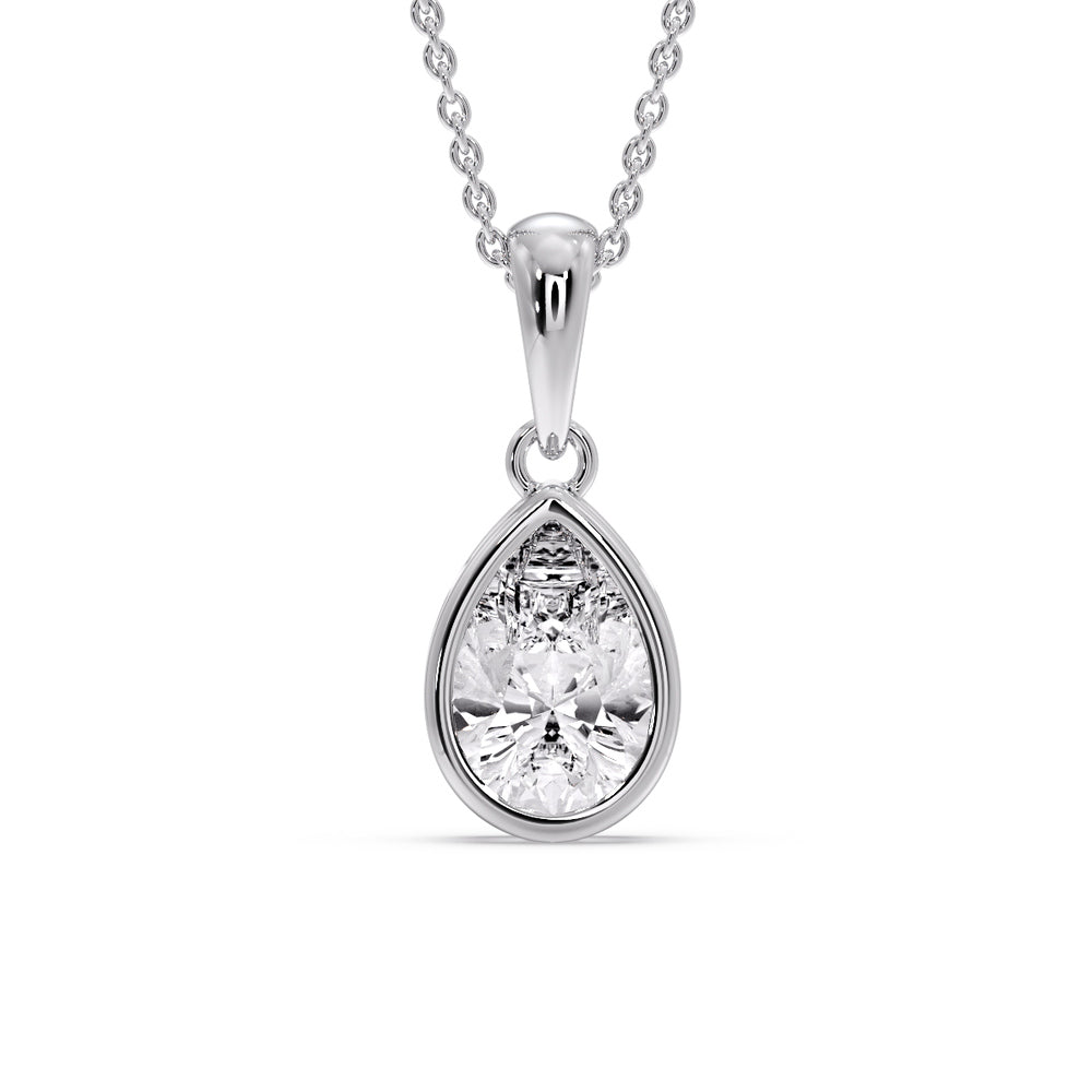 Bezel Pear Water Drop Solitaire Pendant